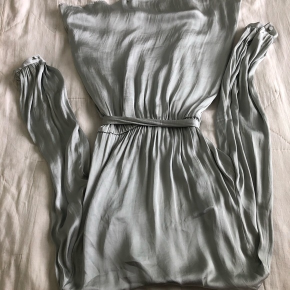 Teal satin mini dress - Picture 2 of 2